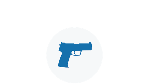 Blue Icon of a Firearm Pointed in a Safe Direction
